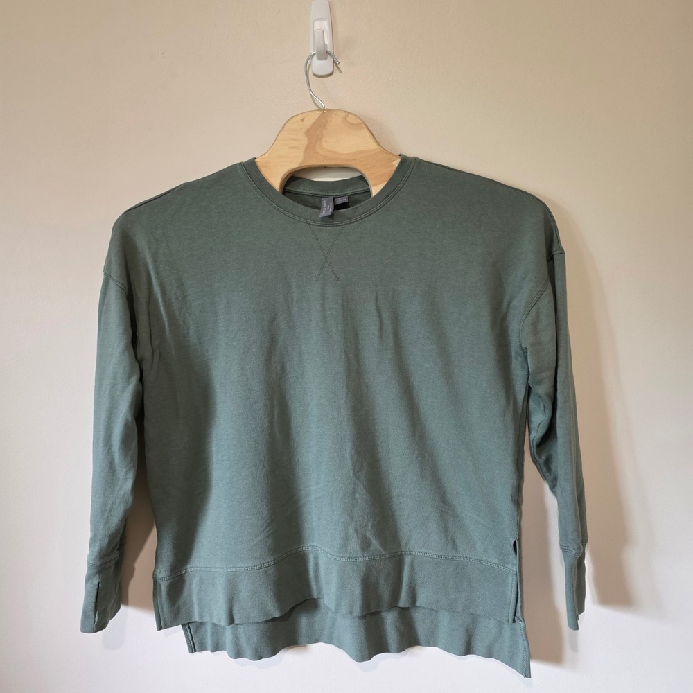Sweaty Betty After Class Sweatshirt Women XL Green Relaxed Thumbhole SB8985 Sage